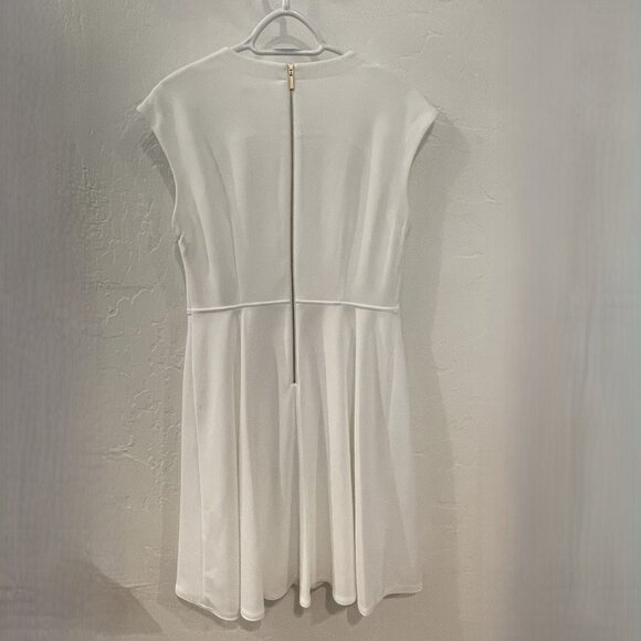 NWT Calvin Klein Crew Neck Scuba Fit&Flare White Sleeveless Dr… - Picture 2 of 13